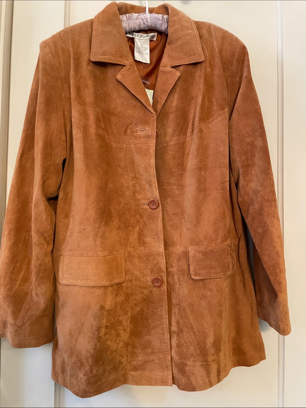 Vintage with Tags Women’s Suede Button-Front Coat - Brown